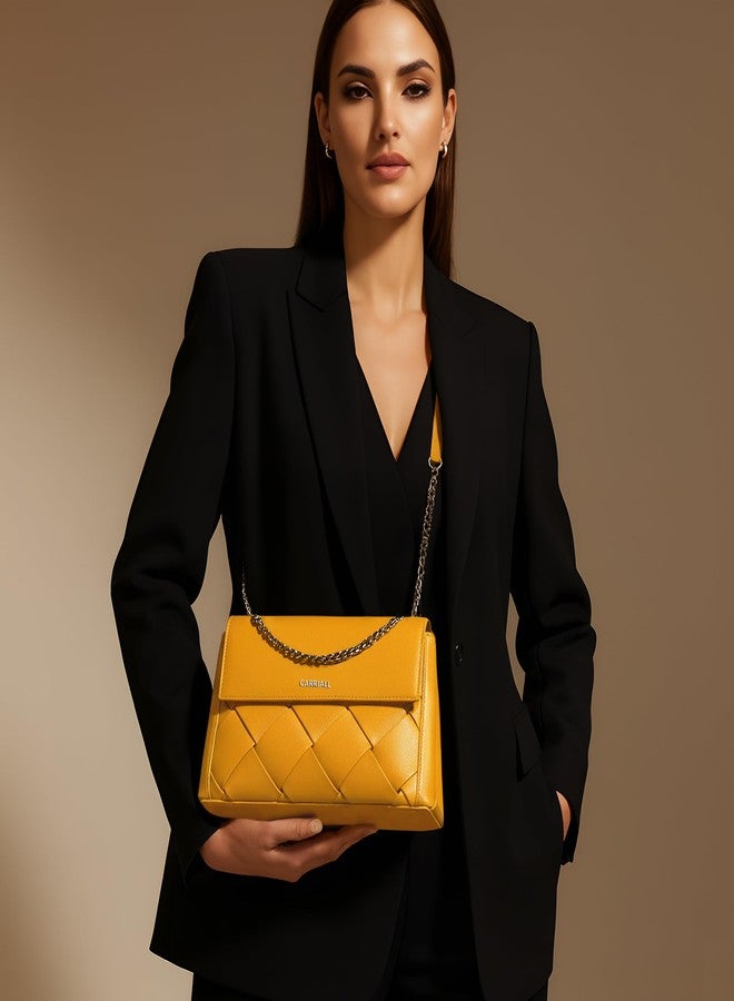 Carriall Celesta Women’s Vegan Leather Handbag | Elegant Casual Shoulder Bag with Wallet Purse for Travel, Outings, Parties - Stylish Everyday Carry Bag for women & girls with a Strap(Yellow) - Image 2